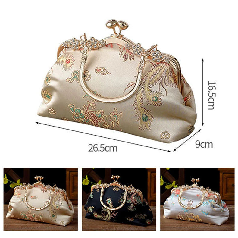 Elegant Vintage Embroidery Evening Clutch Bag Happy Phoenix