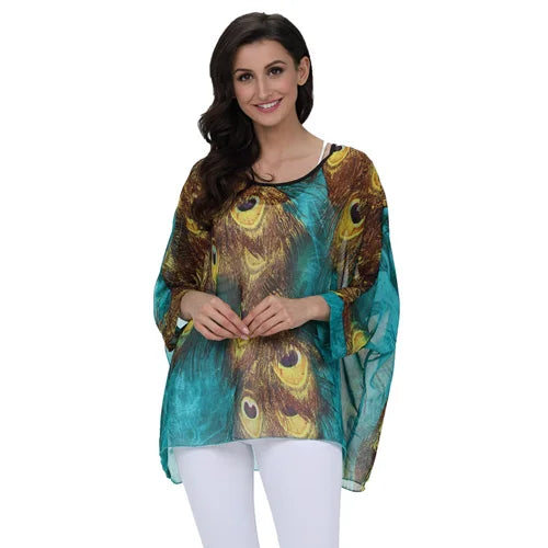 Peacock Print Blouse Happy Phoenix