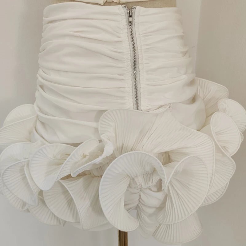 Casual White Ruched Skirt Happy Phoenix