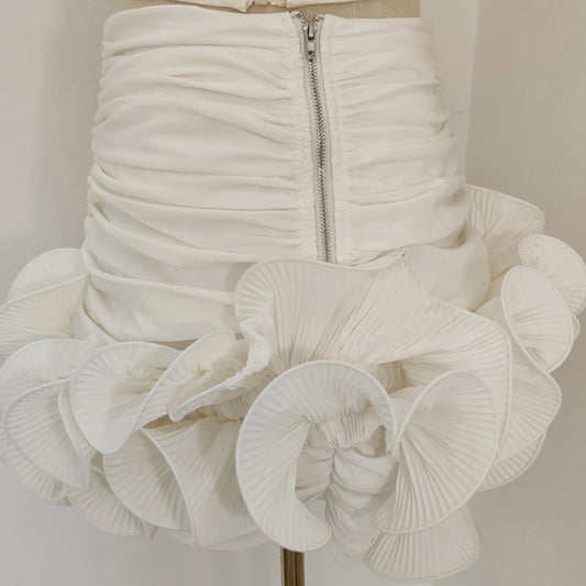 Casual White Ruched Skirt Happy Phoenix