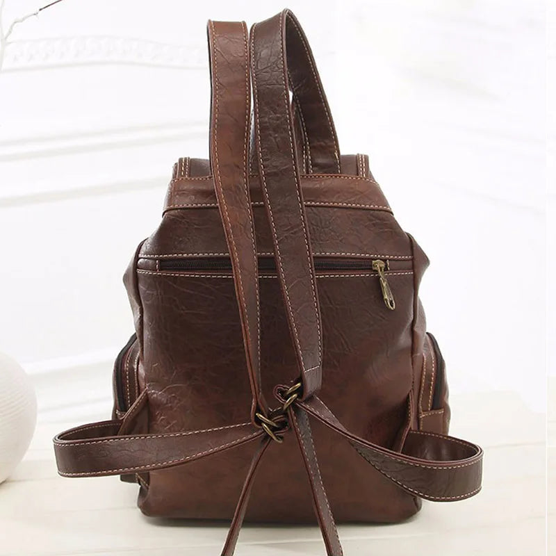Drawstring High Quality PU Leather Backpacks Happy Phoenix