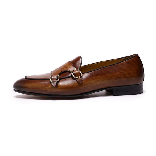 Genuine Leather Handmade Monk Strap Loafers Happy Phoenix