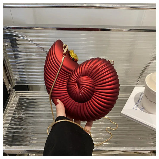 Hot Conch-Shaped Acrylic Crossbody – Metal Chain Clutch for Parties & Dinner Outfits Happy Phoenix