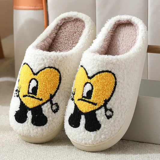 Cute Fuzzy Cartoon Heart Slippers Happy Phoenix