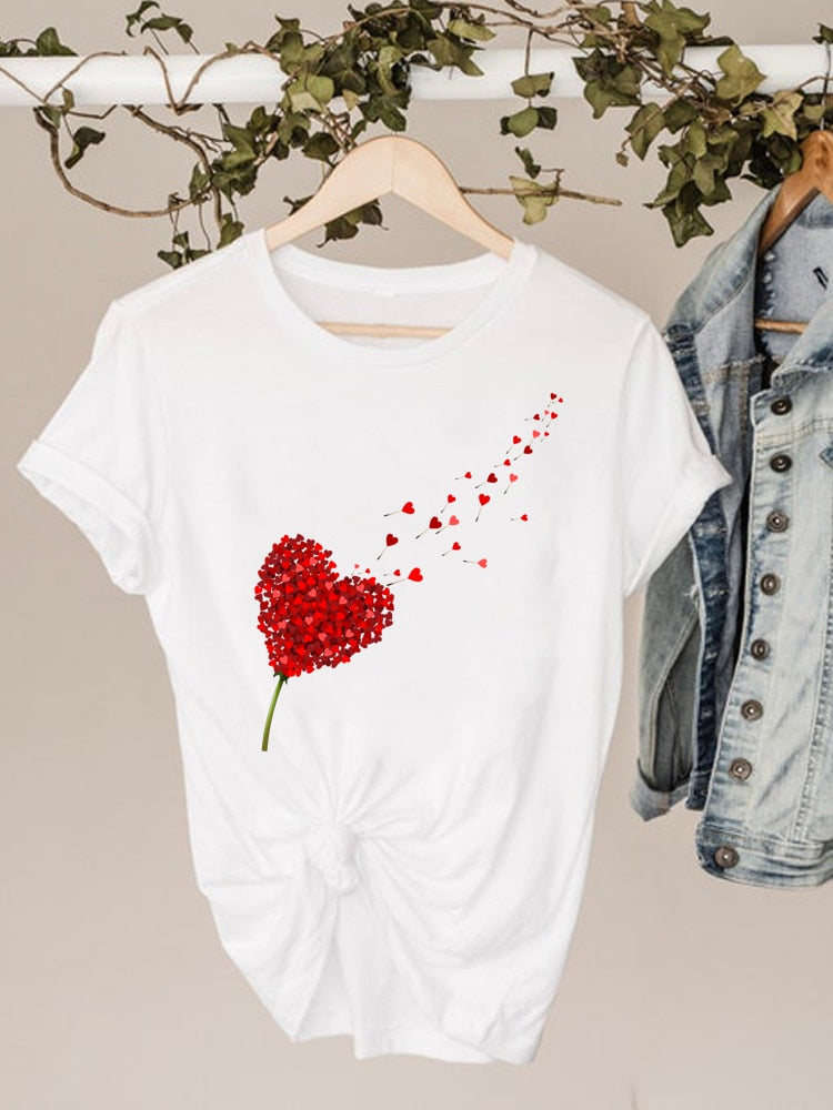 Love Dandelion Graphic Short Sleeve T-shirt Happy Phoenix