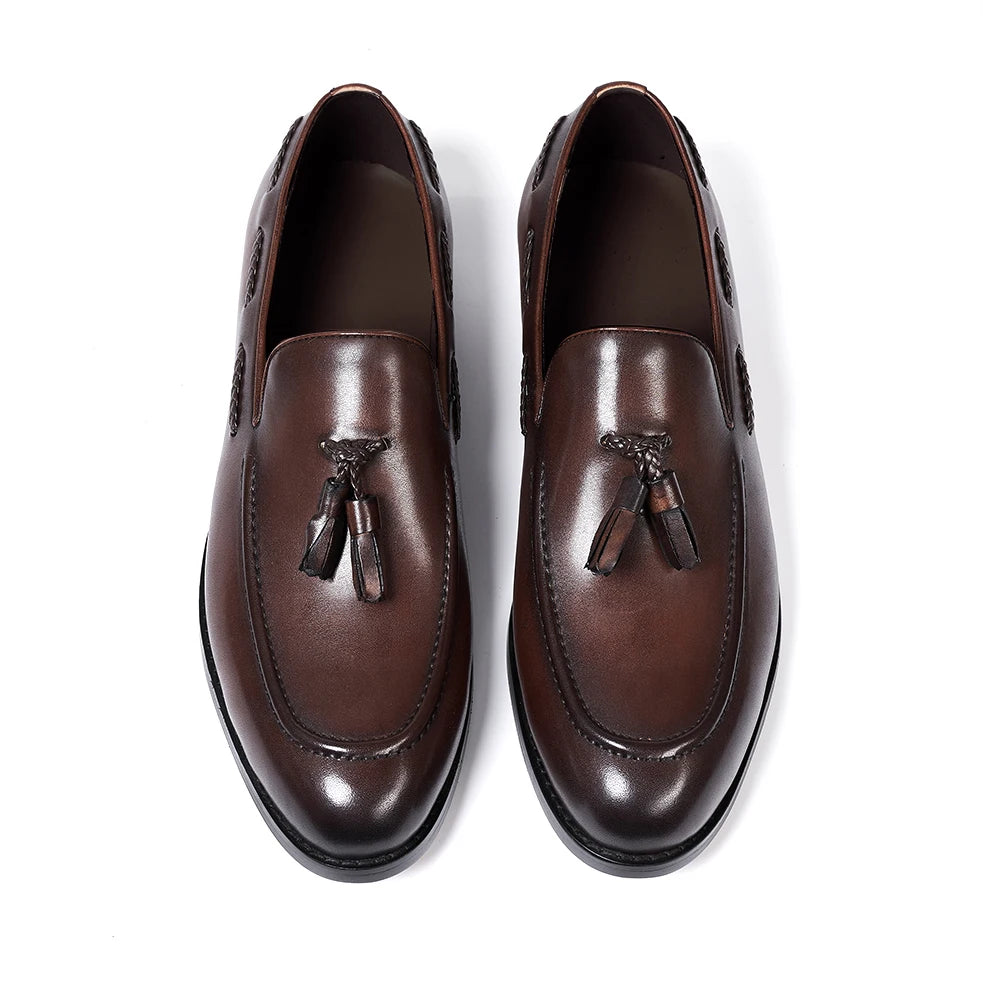 Men’s Leather Tassel Handmade Loafers Happy Phoenix