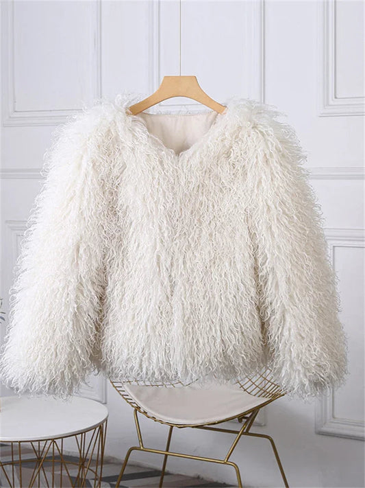 Luxury Loose Long Sleeve Fluffy Faux Fur Jacket Happy Phoenix