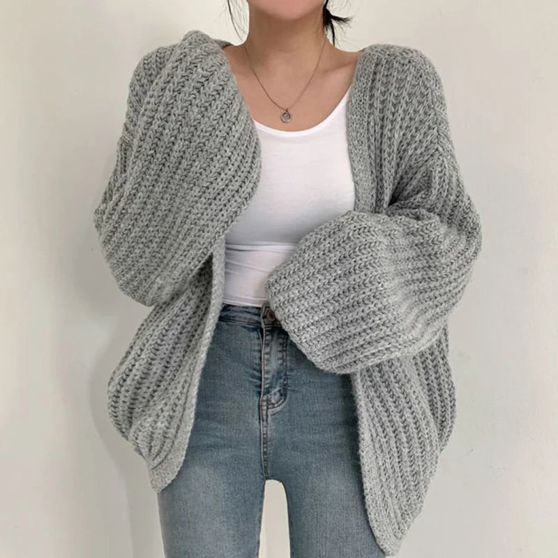 Vintage Casual Lantern Sleeve Cardigan Happy Phoenix