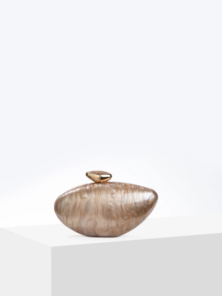 Acrylic Egg Shape Designer Ivory Shell Handbag Happy Phoenix