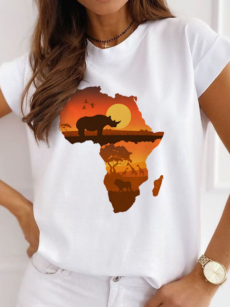 New Casual Africa Design Short Sleeve Tees Happy Phoenix