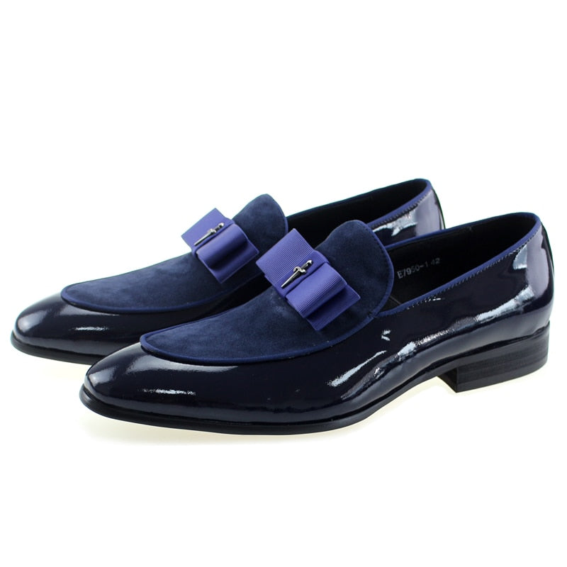 Leather Suede Patchwork with Bow Tie Wedding Shoes Happy Phoenix