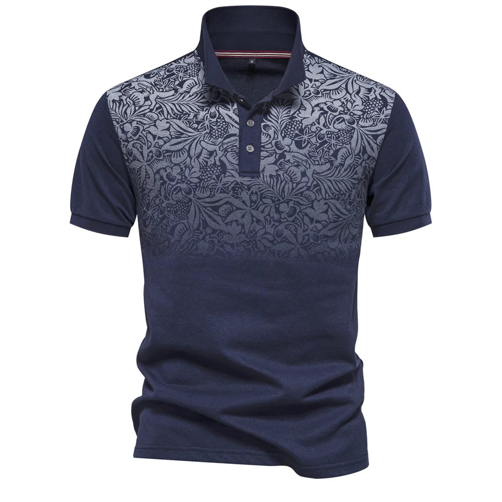 Gradient Printed Men's Short Sleeve Polo Shirt Happy Phoenix