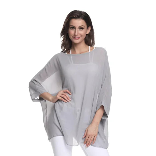 Casual Solid Silver Long Sleeve Top Happy Phoenix