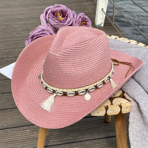 Shell Fringe Cowgirl Summer Straw Hat Happy Phoenix