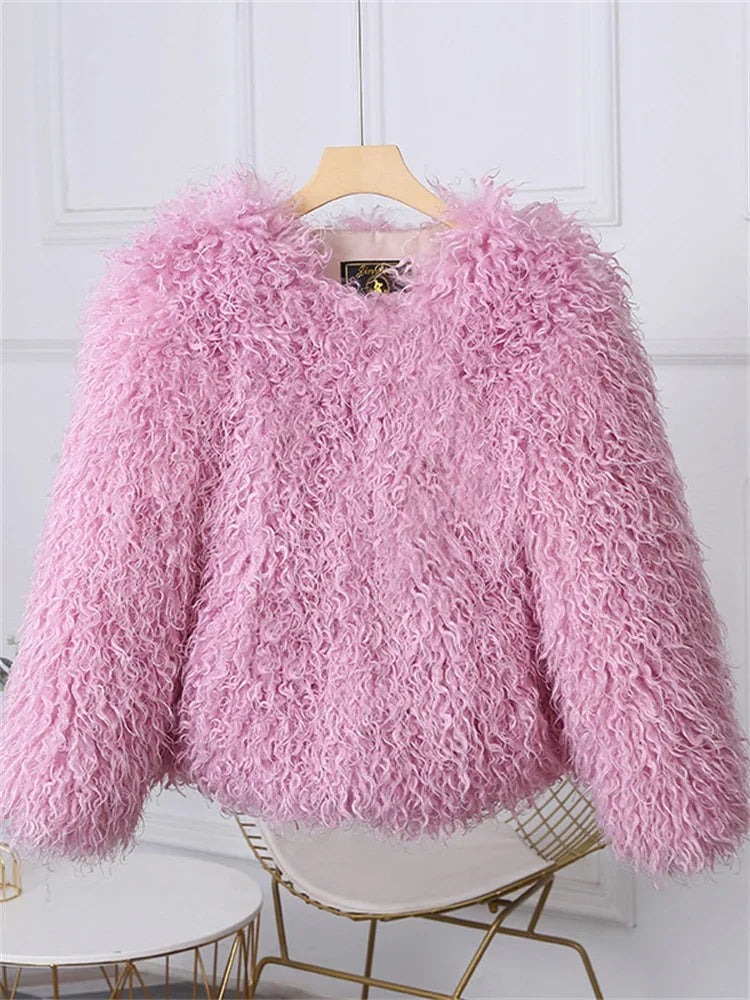 Luxury Loose Long Sleeve Fluffy Faux Fur Jacket Happy Phoenix