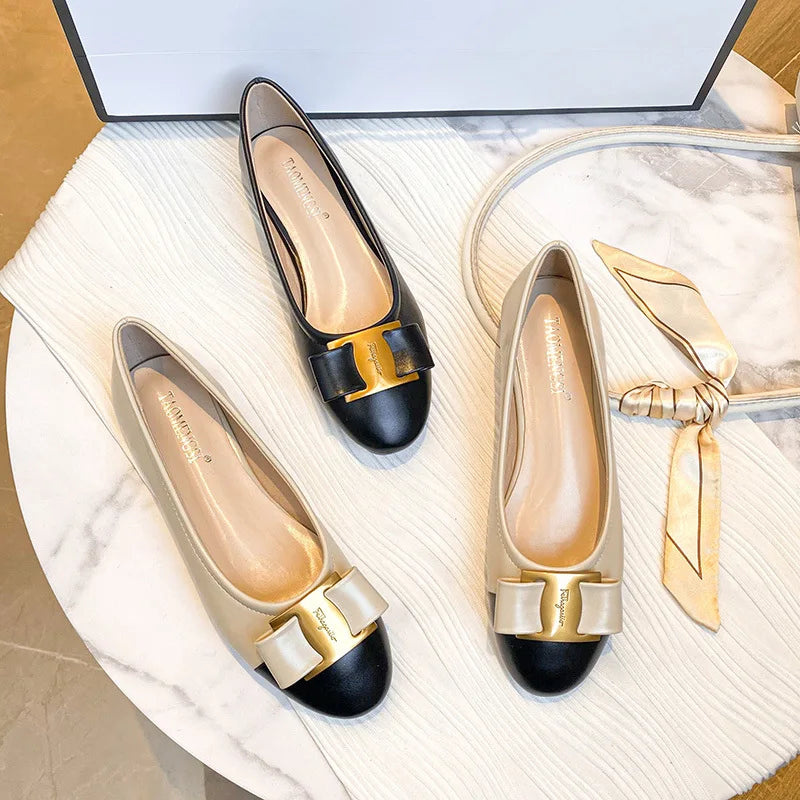Bow Color-blocking Casual Flats Happy Phoenix