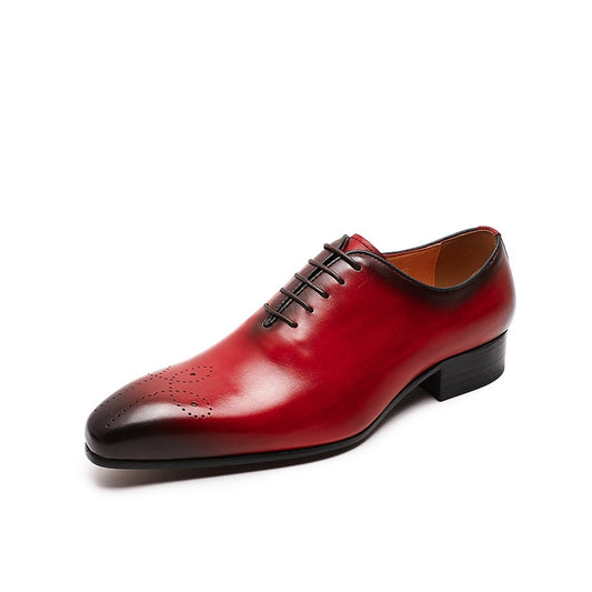 Red Oxfords Casual Pointed Toe Leather Formal Men's Shoes Happy Phoenix