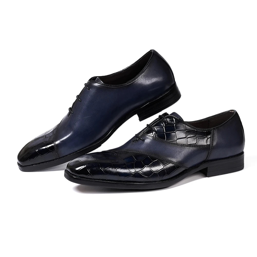 Luxury Crocodile Pattern Lace-Up Office Formal Shoes Happy Phoenix