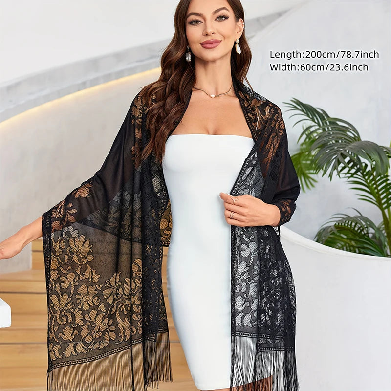Embroidery Lace Veil Party Scarf Happy Phoenix
