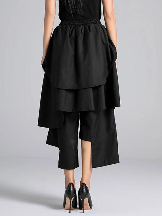 High Elastic Waist Calf-Length Pants women