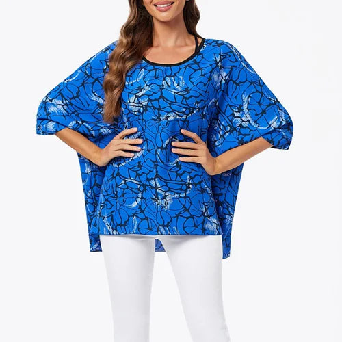 Women's Casual Irregular Hem Flower Top Happy Phoenix