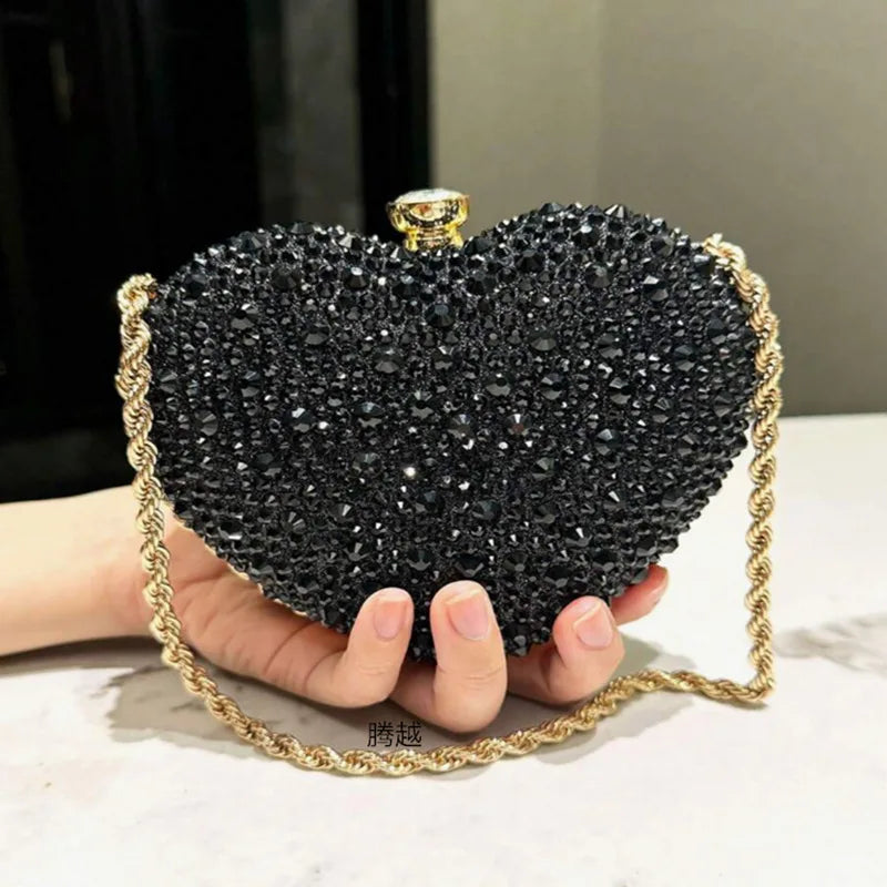 Small in Size, Big on Glamour - Diamond Inlay Heart Shape Clutch Happy Phoenix