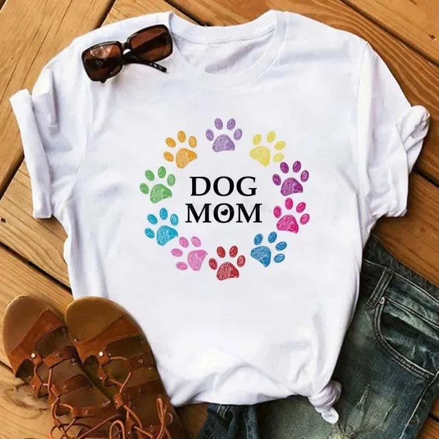 Cute Dog Mom Print Top Happy Phoenix