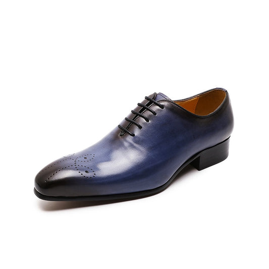 Blue Oxfords Casual Pointed Toe Leather Formal Men's Shoes Happy Phoenix