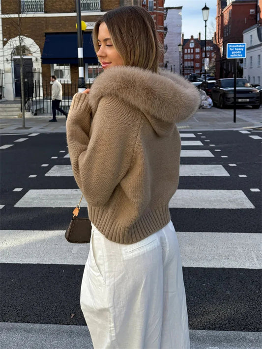 Zipper Knit Solid Hoodie Cardigan Happy Phoenix