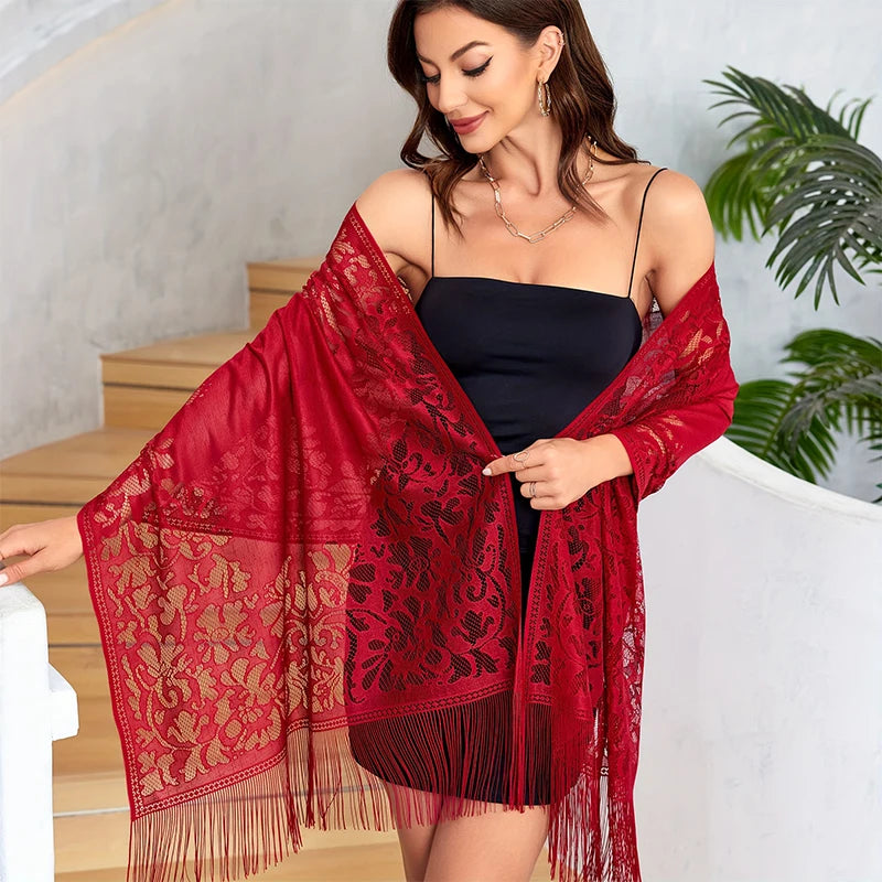 Embroidery Lace Veil Party Scarf Happy Phoenix
