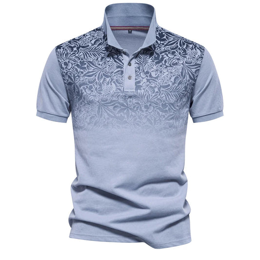 Gradient Printed Men's Short Sleeve Polo Shirt Happy Phoenix