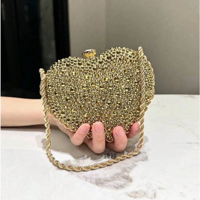 Small in Size, Big on Glamour - Diamond Inlay Heart Shape Clutch Happy Phoenix