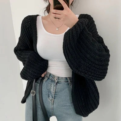 Vintage Casual Lantern Sleeve Cardigan Happy Phoenix