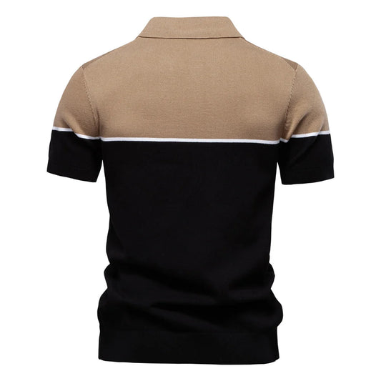 Athletic V-Neck Color Block Slim Fit Polo Shirt Happy Phoenix