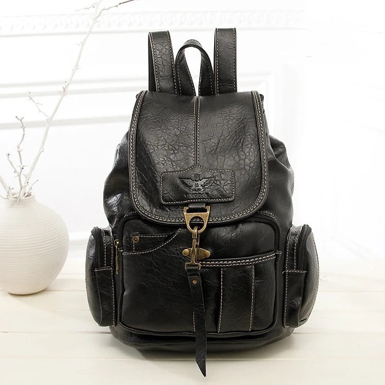 Drawstring High Quality PU Leather Backpacks Happy Phoenix