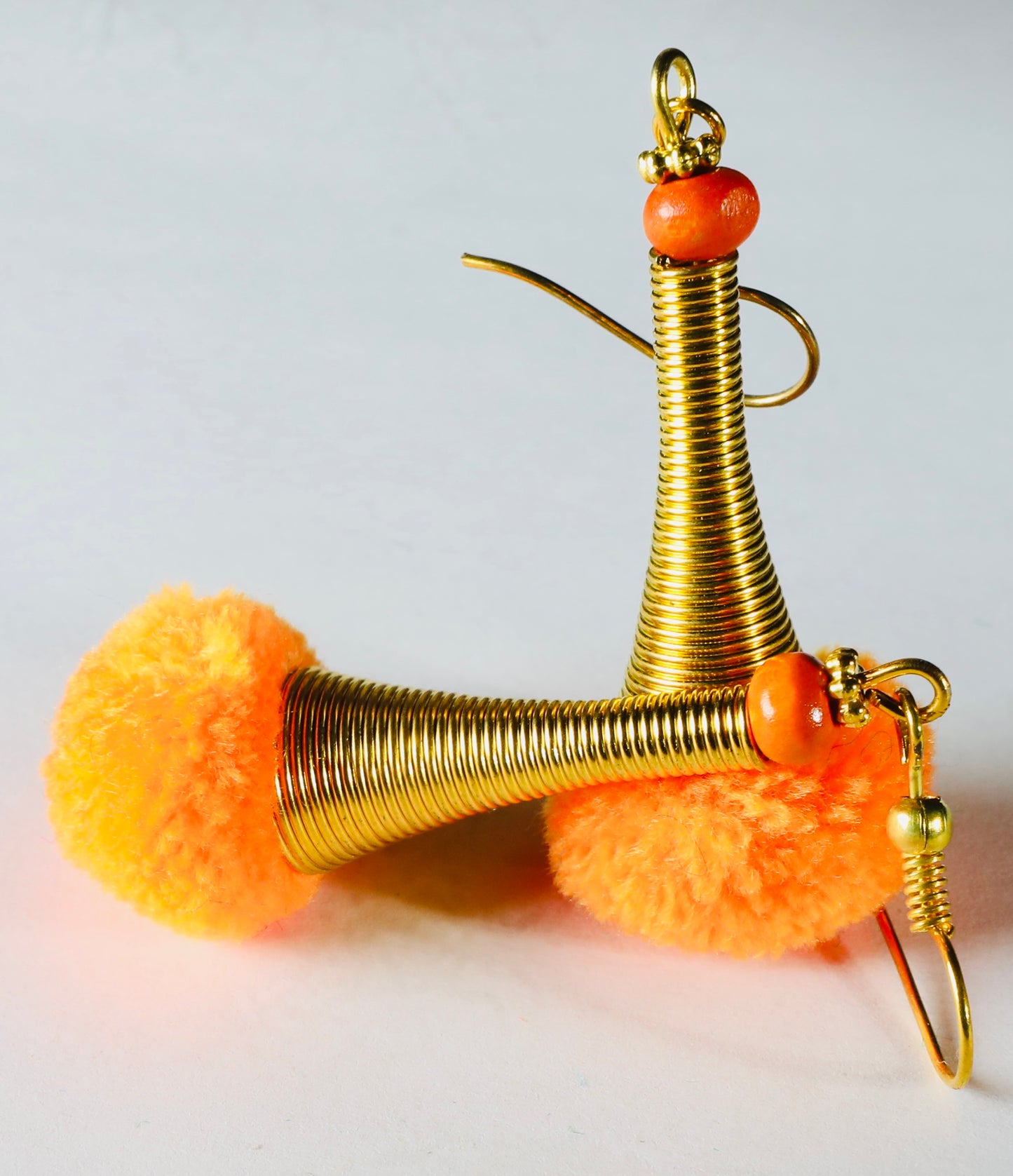 Orange Pom Pom Earring