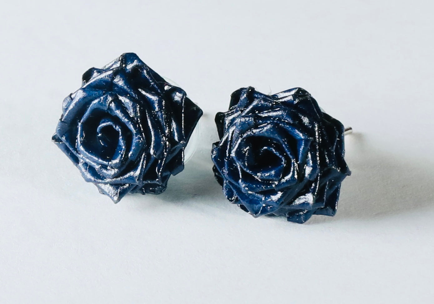 Navy Blue Rose Stud Earring