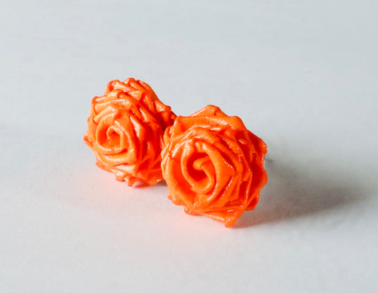Orange Rose Stud Earring