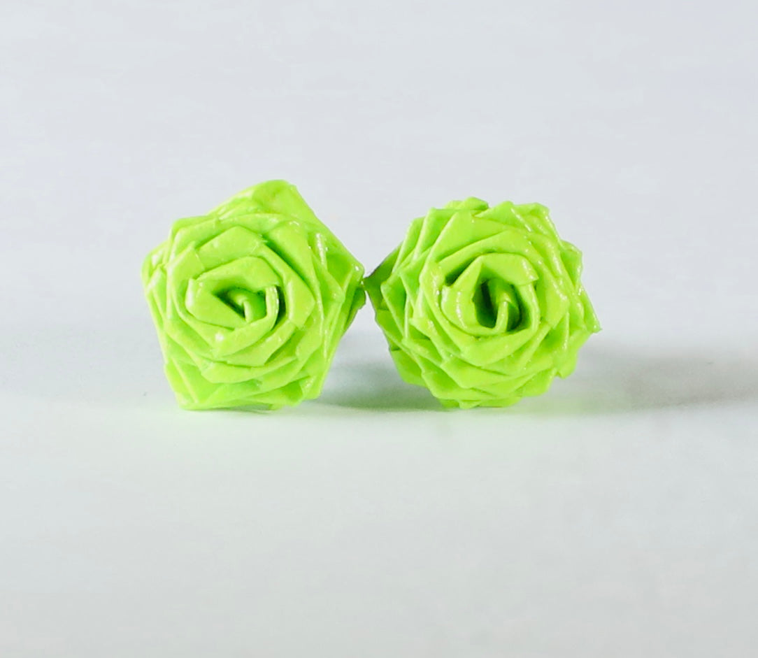 Light Green Rose Stud Earring