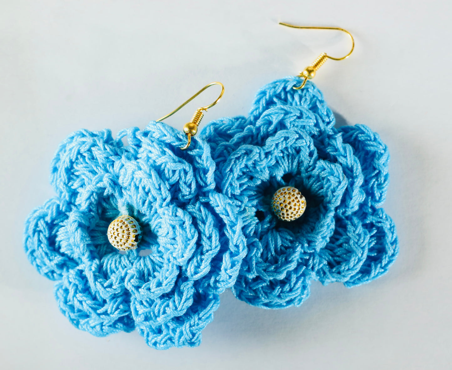Blue Crochet Flower Earring