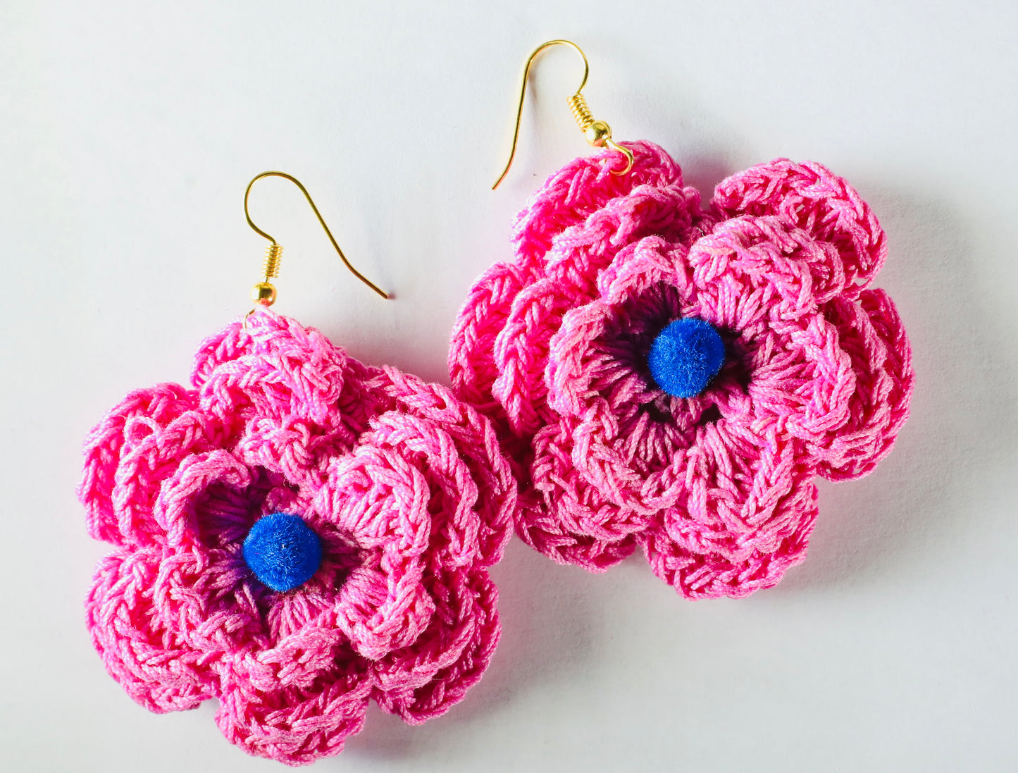 Pink Crochet Flower Earring