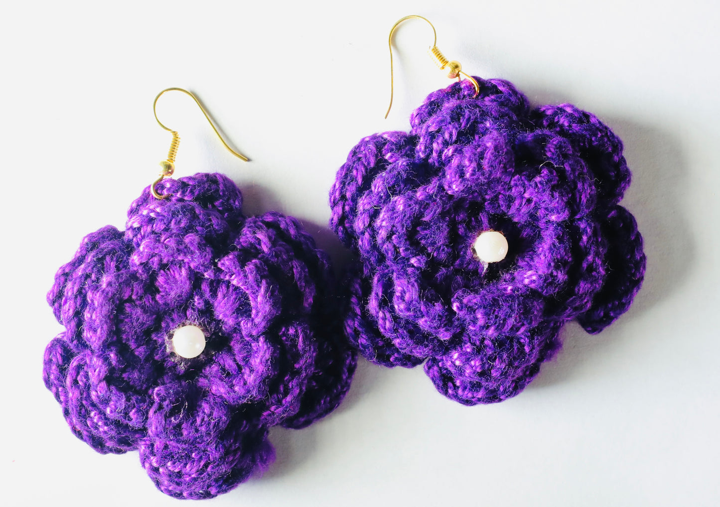 Purple Crochet Flower Earring