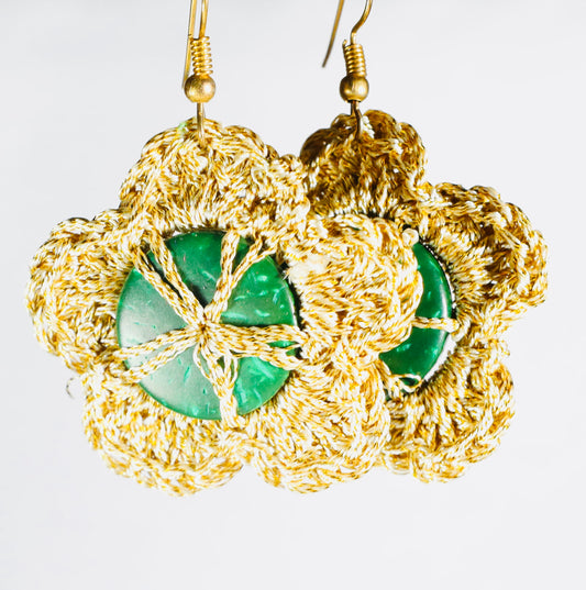 Green Button Earring