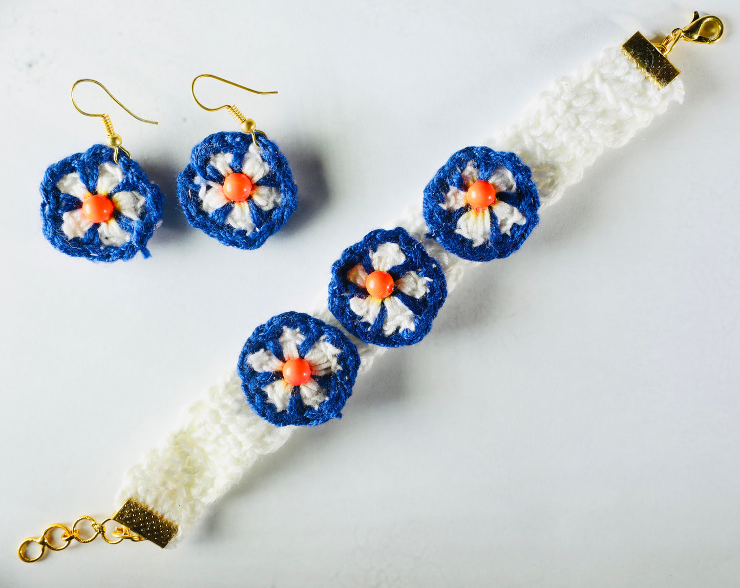 Unique Crochet Flower Jewelry Pair