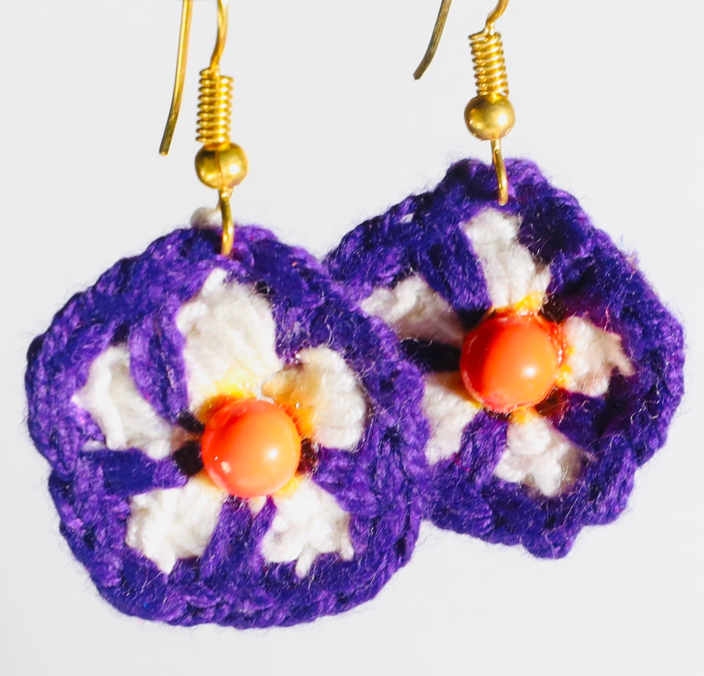 Unique Crochet Flower Jewelry Pair