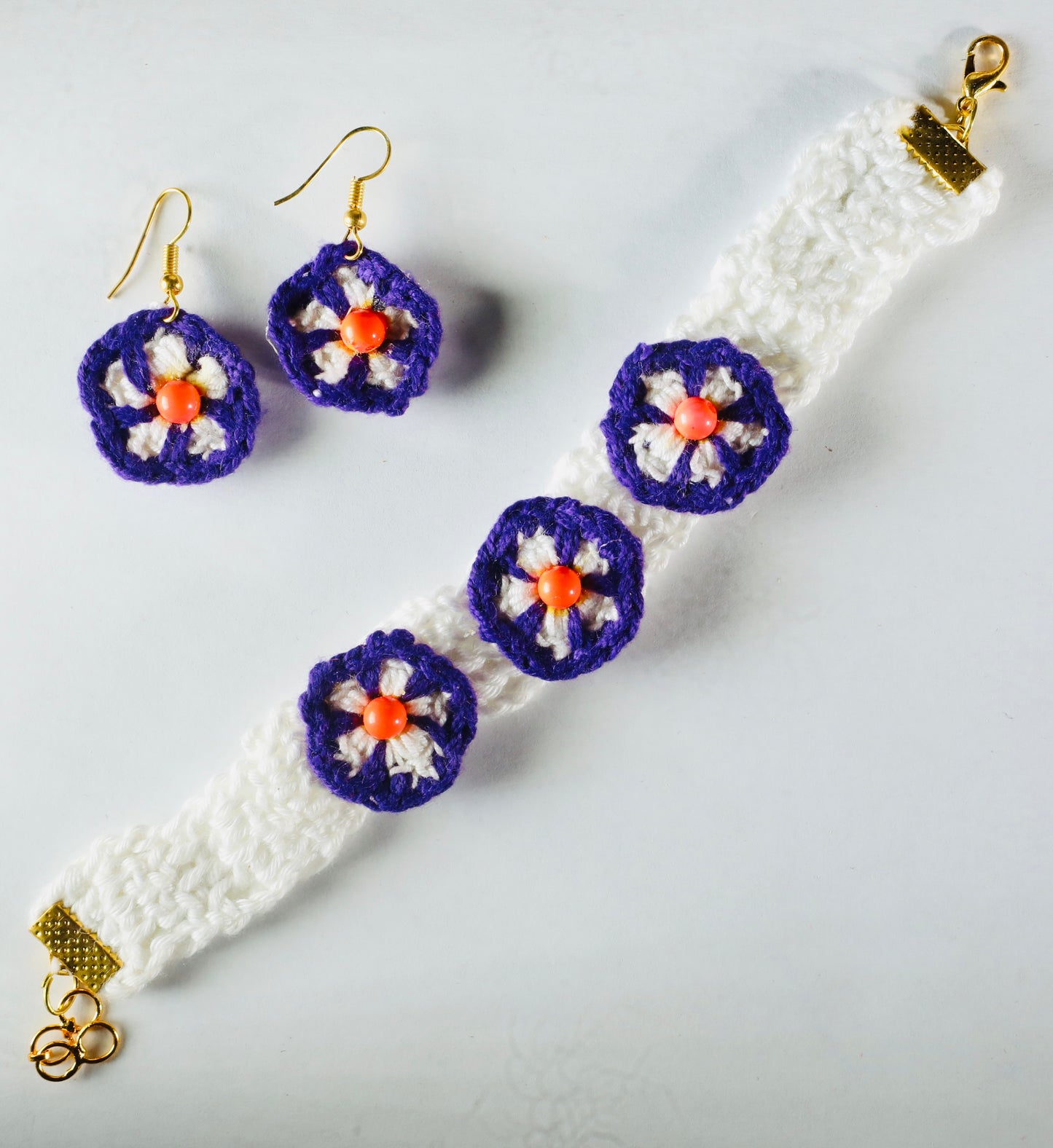 Unique Crochet Flower Jewelry Pair