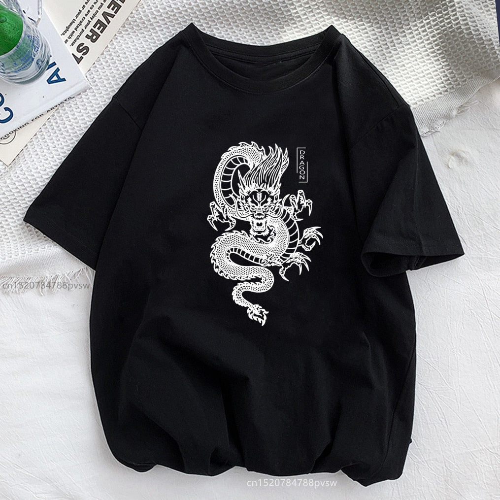 Dragon Print T-shirt Happy Phoenix