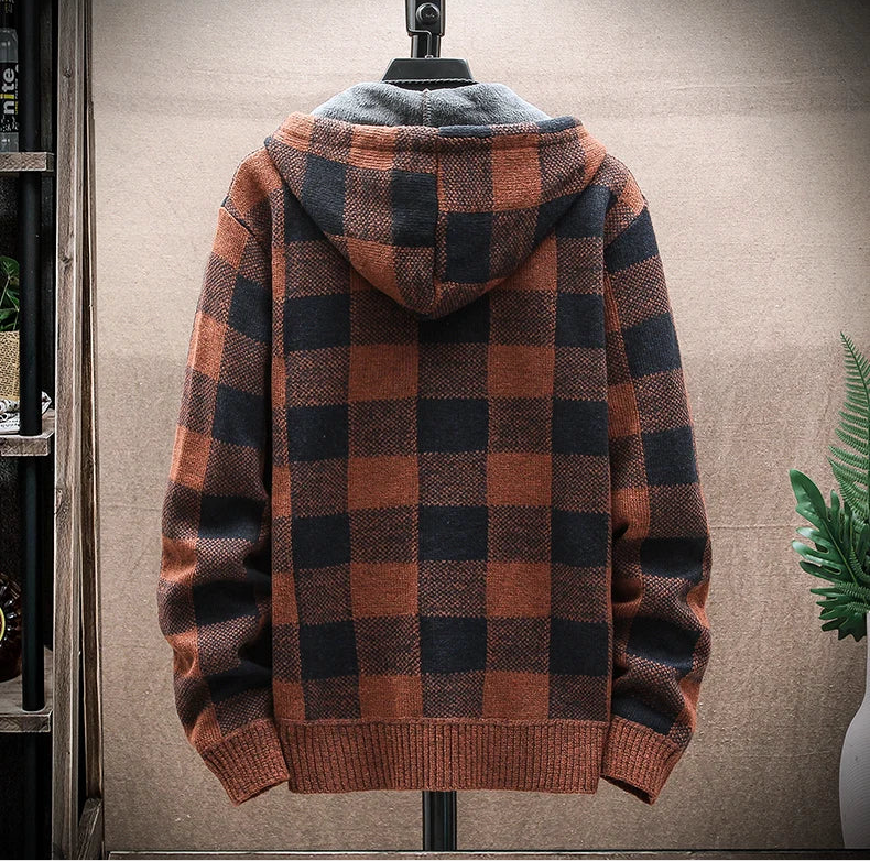 Checkered Plaid Hooded Jumper Jacket Happy Phoenix