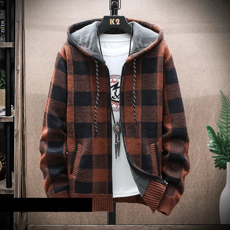 Checkered Plaid Hooded Jumper Jacket Happy Phoenix