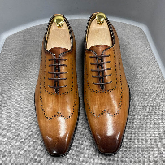 Luxury Brand Lace Up Wingtip Genuine Calf Leather Happy Phoenix